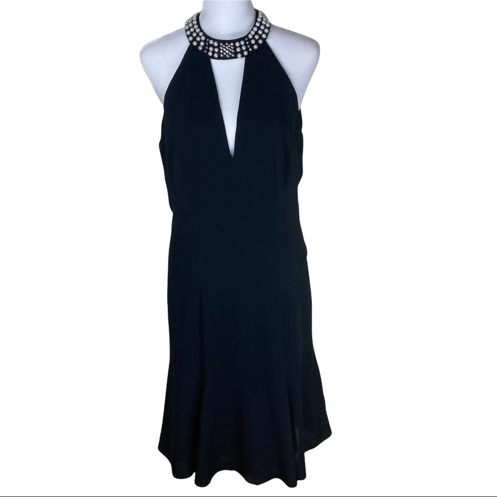 Morton Myles for the Warrens Black Cocktail Party Dress White Pearl Halter 8